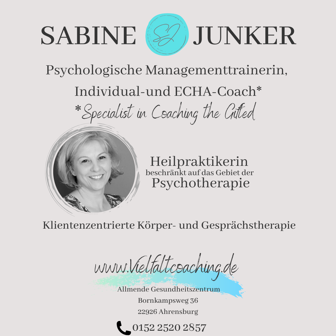 Sabine Junker, Psychologische Managementtrainer, Individual- und ECHA-Coach, www.vielfaltcoaching.de